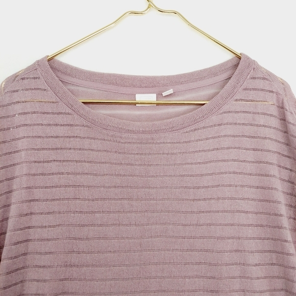 NWT 14th & Union Shadow Stripe Boatneck Long Sleeve Pullover Blouse Purple P4376 - Picture 3 of 8